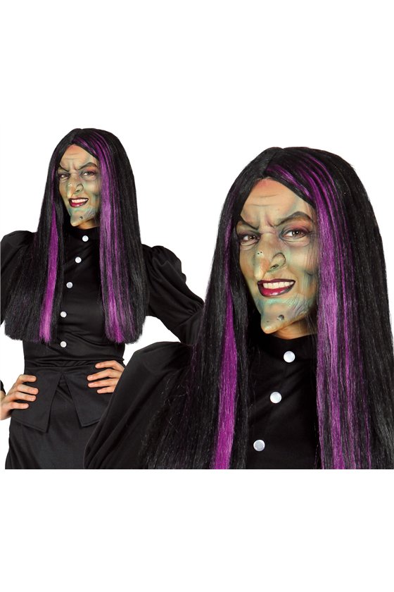 WITCH WIG WITH PURPLE STREAKS
