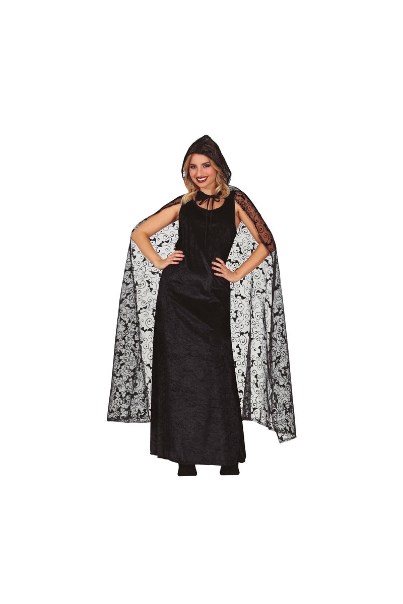 HALLOWEEN CAPE WITH HOOD, 120 CMS
