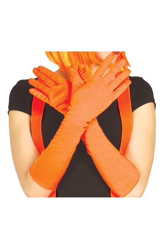 GLOVES, 42 CM, NEON ORANGE 
