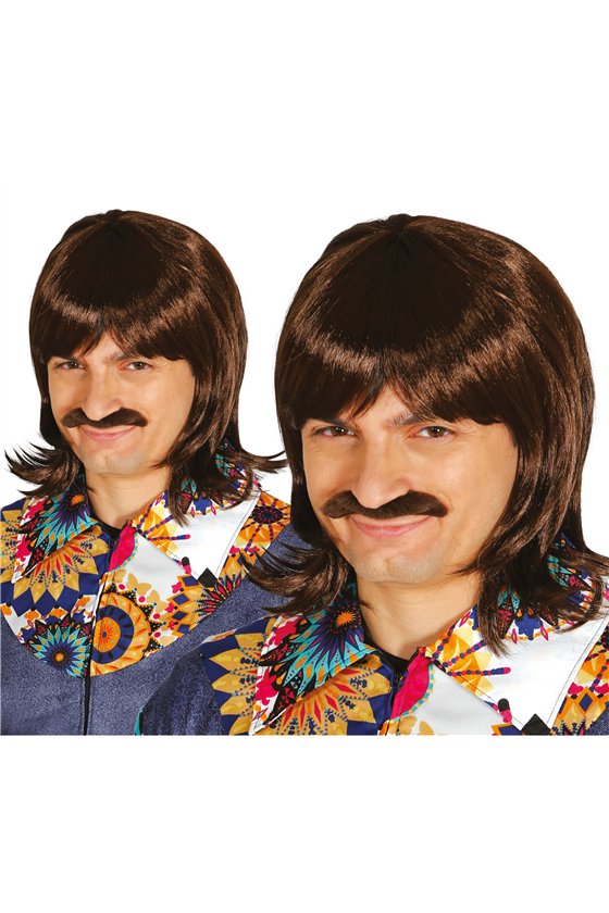 BROWN WIG WITH MOUSTACHE