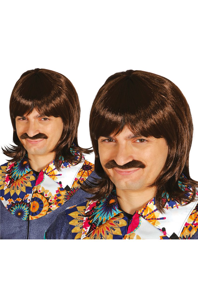 BROWN WIG WITH MOUSTACHE