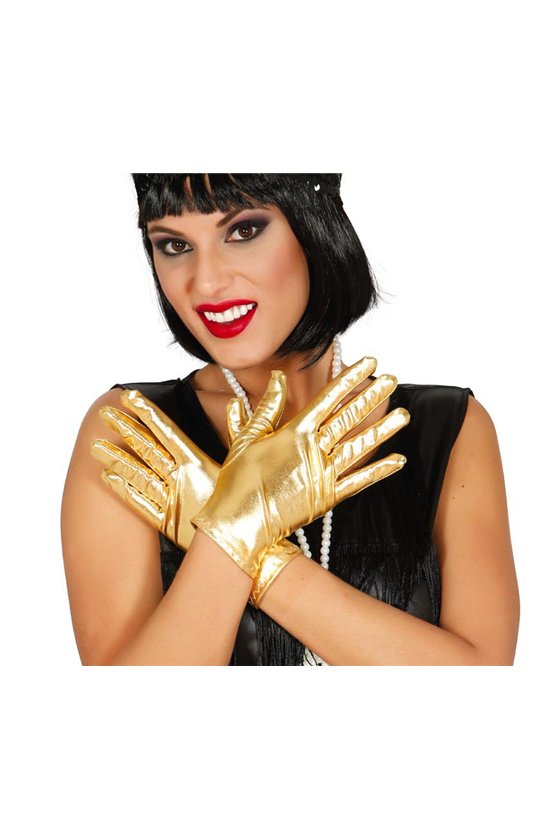 METALLIZED GLOVES, 22 CM, GOLD
