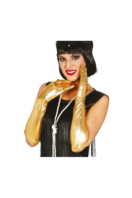 METALLIZED GLOVES, 44 CM, GOLD