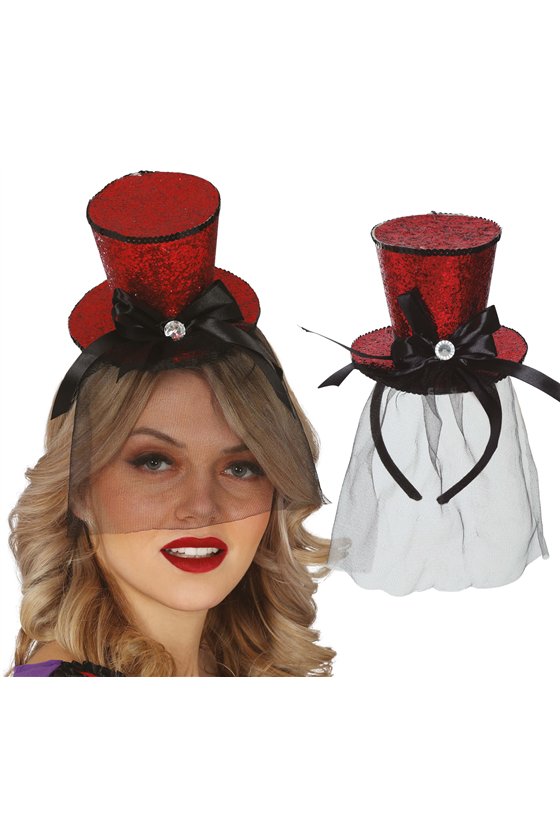 RED MINIHAT TOP HAT WITH TIARA