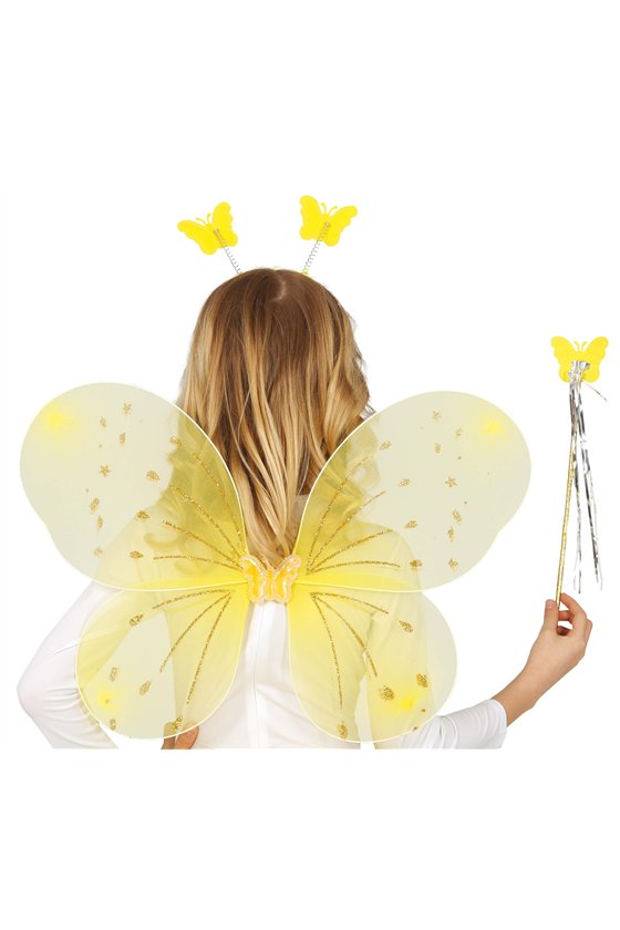 YELLOW WINGS 52X37 CM WITH TIARA AND WAN