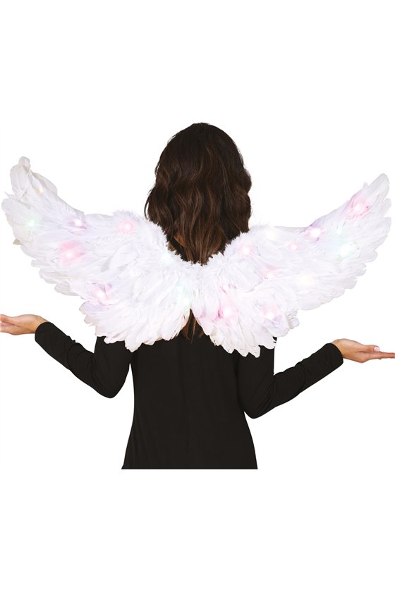 WHITE FEATHER WINGS WITH LIGHT 80X40 CM
