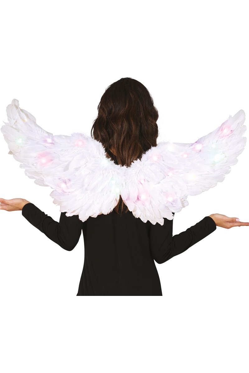 WHITE FEATHER WINGS WITH LIGHT 80X40 CM