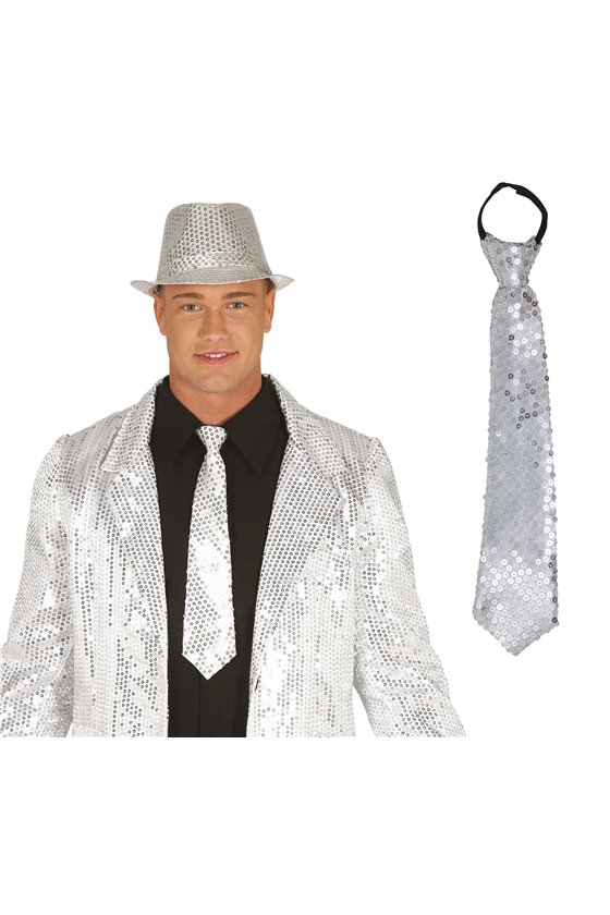 SEQUIN TIE SILVER
