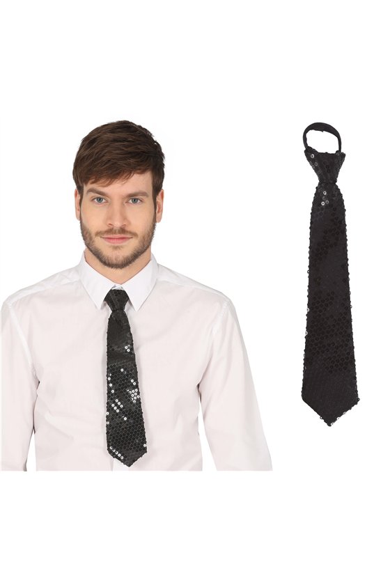 SEQUIN TIE BLACK