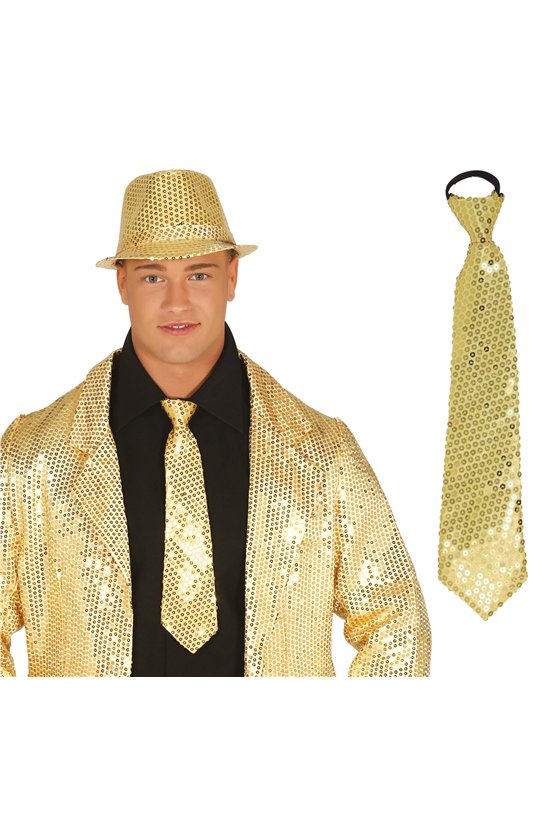 SEQUIN TIE  GOLD