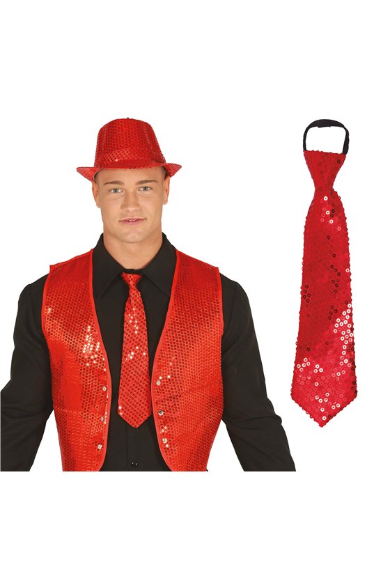 SEQUIN TIE RED