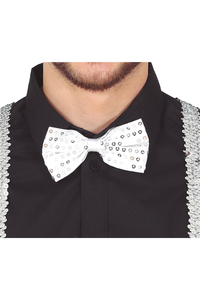 SEQUIN BOW TIE SILVER