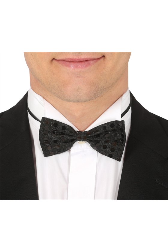 SEQUIN BOW TIE BLACK
