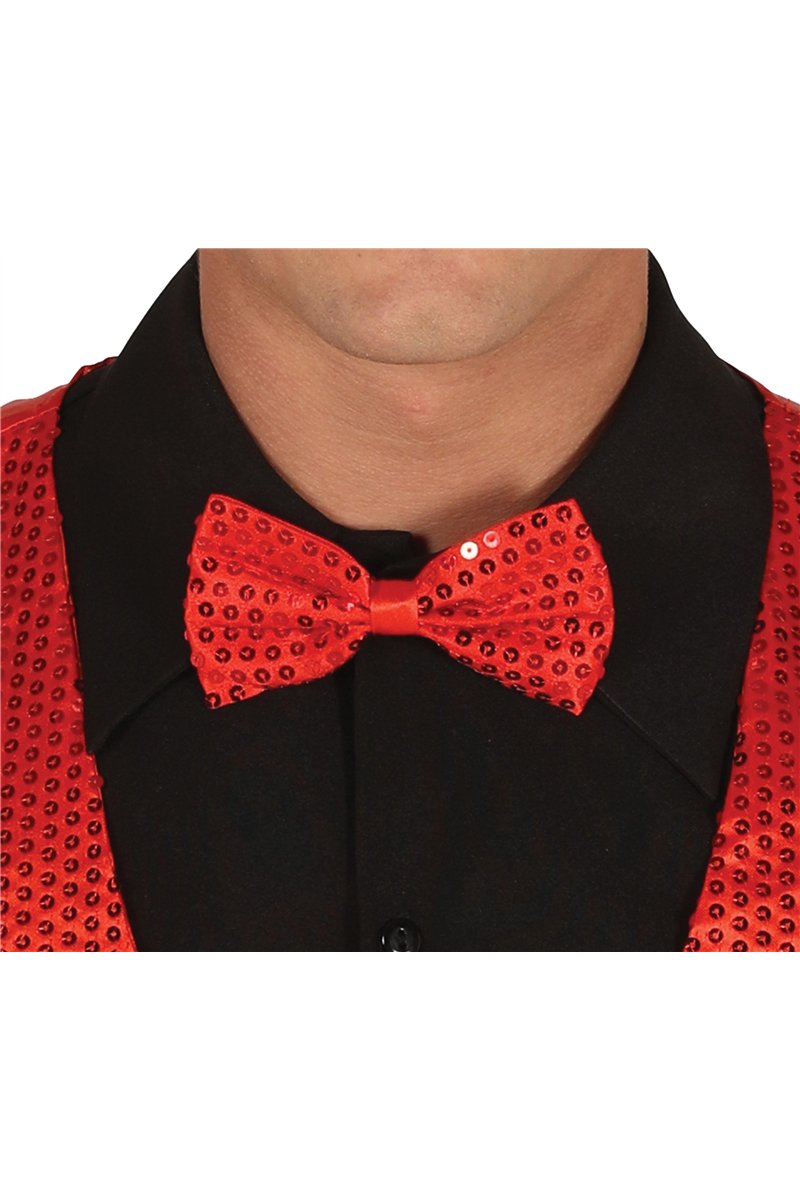 SEQUIN BOW TIE RED