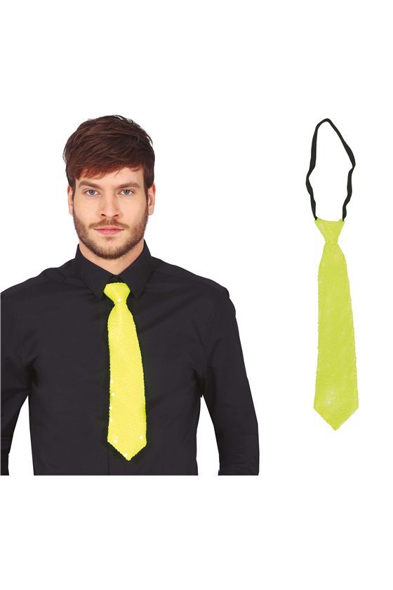 TIE 37 CMS. SEQUIN NEON YELLOW