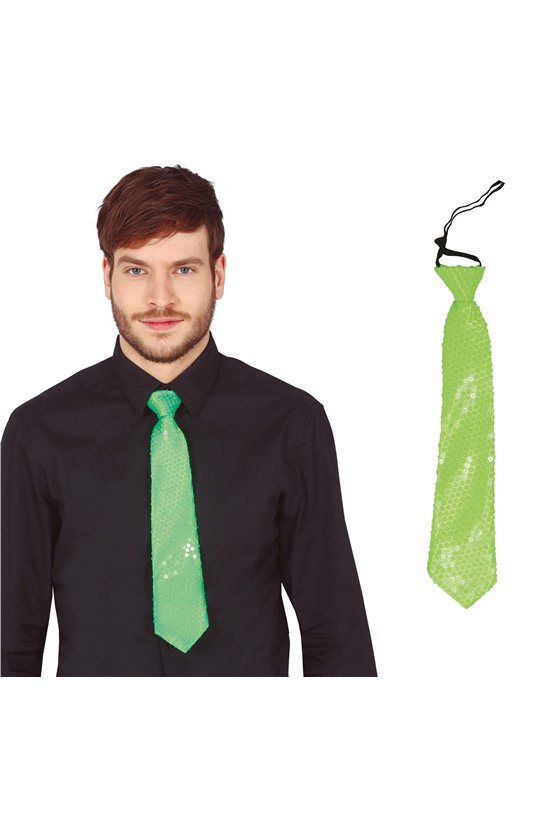 TIE 37 CMS. SEQUIN NEON GREEN