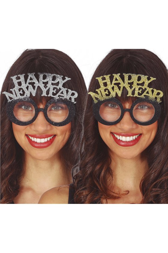 "HAPPY NEW YEAR" GLASSES SILVER AND GOLD