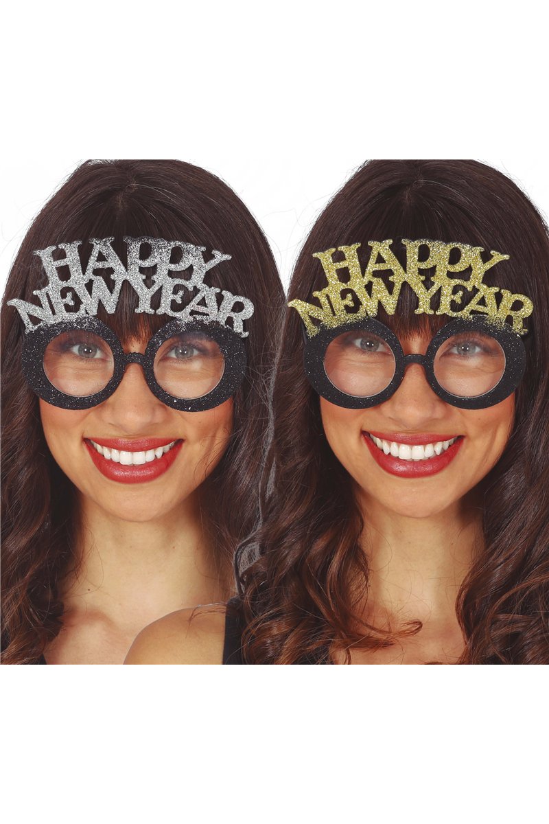"HAPPY NEW YEAR" GLASSES SILVER AND GOLD