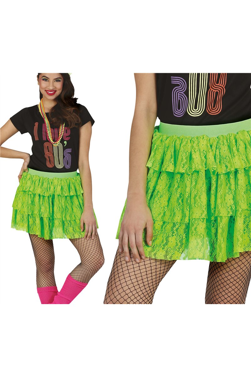 NEON GREEN '80s SKIRT