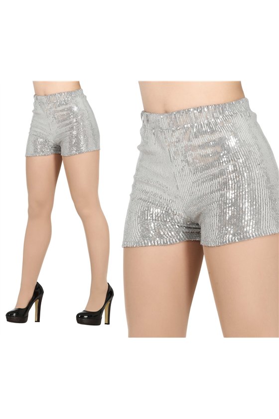 SEQUIN SHORTS SILVER 42-44