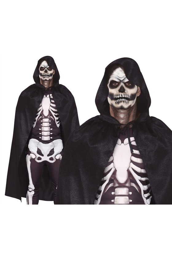 BLACK VELVET CAPE WITH HOOD 130 CM