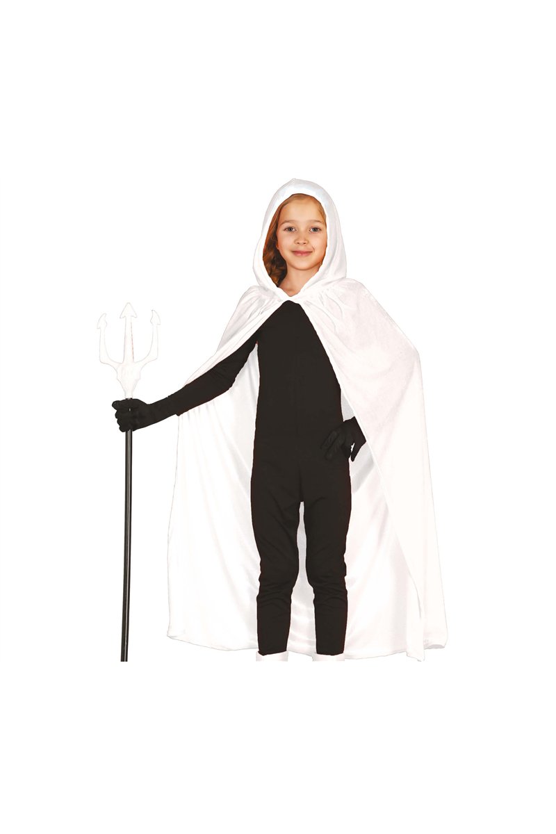 CHILD WHITE VELVET CAPE WITH HOOD 100 CMS