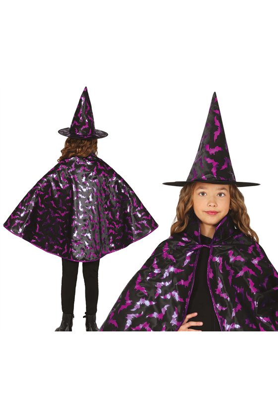 WITCH SET 50 CMS BLACK/PURPLE FOR CHILDREN