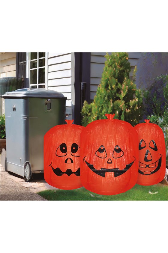 3 PUMPKIN DECO BAGS, 1X90X120, 2X60X90 CMS