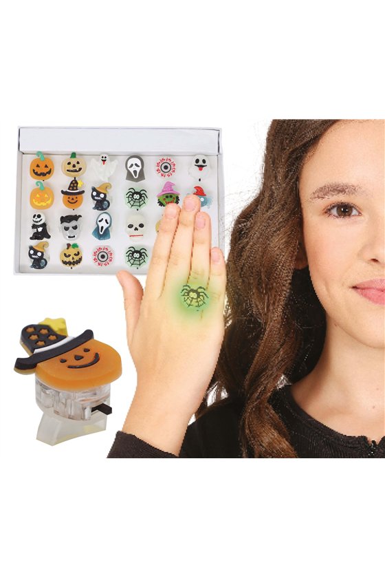 BOX 24 ASSORTED RINGS WITH LEDS 3 CMS