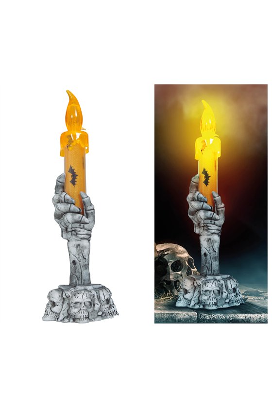 SKULL CANDLE HOLDER WITH LED CANDLE 15 CMS