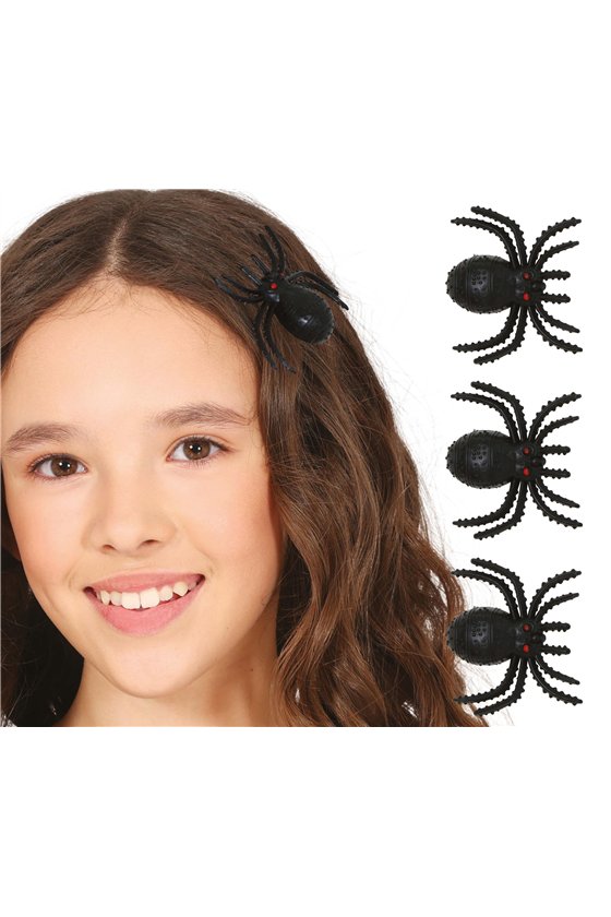 SET 3 SPIDERS WITH HAIR CLIPS 3 CM
