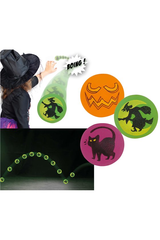 BAG 3 ASSORTED HALLOWEEN RUBBER BALLS 4.5 CM