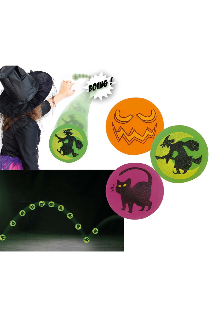 BAG 3 ASSORTED HALLOWEEN RUBBER BALLS 4.5 CM