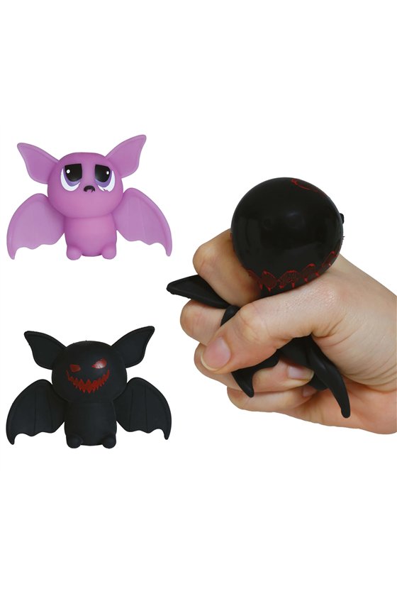 BOX 12 ASSORTED RUBBER BATS 9 CM