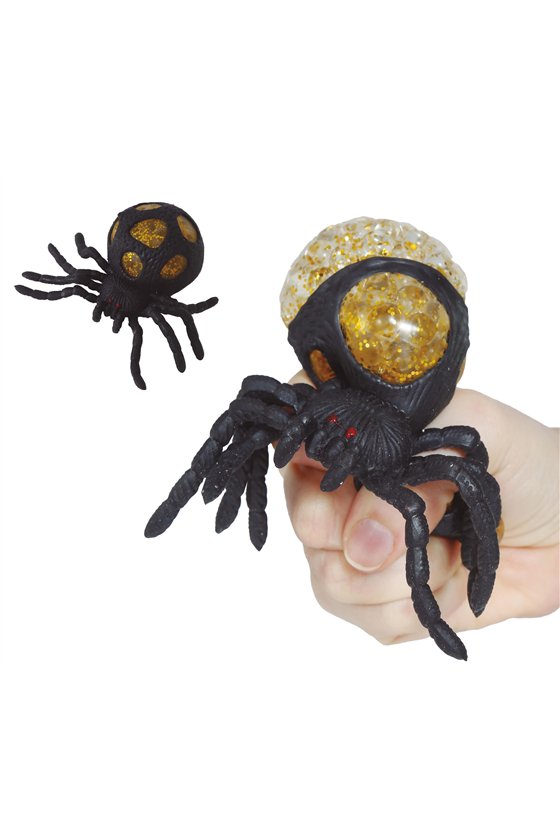 BOX OF 12 ELASTIC SPIDERS WITH EGGS 14X10 CMS