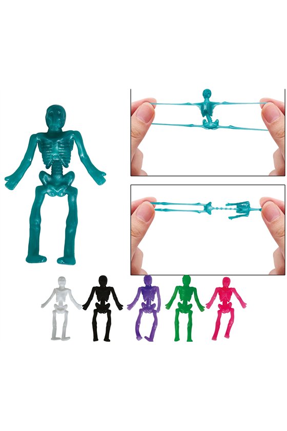 BOX OF 24 STRETCH SKELETONS 10 CM