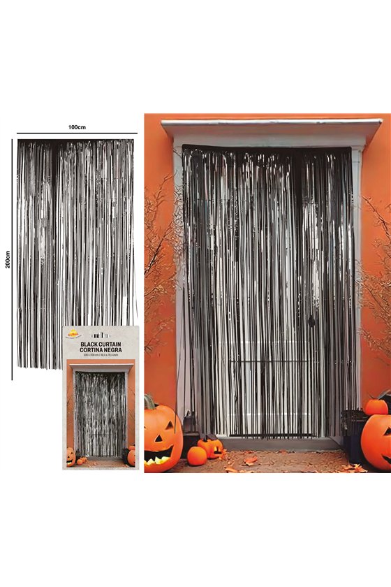 BLACK DOOR CURTAIN 100X200 CM. PLASTIC