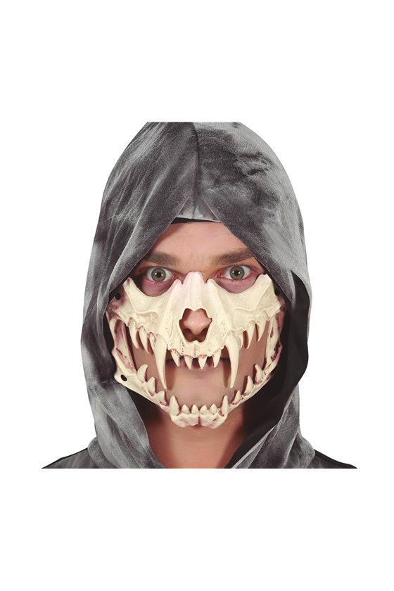 HALF MASK SKULL WITH FANGS, PVC