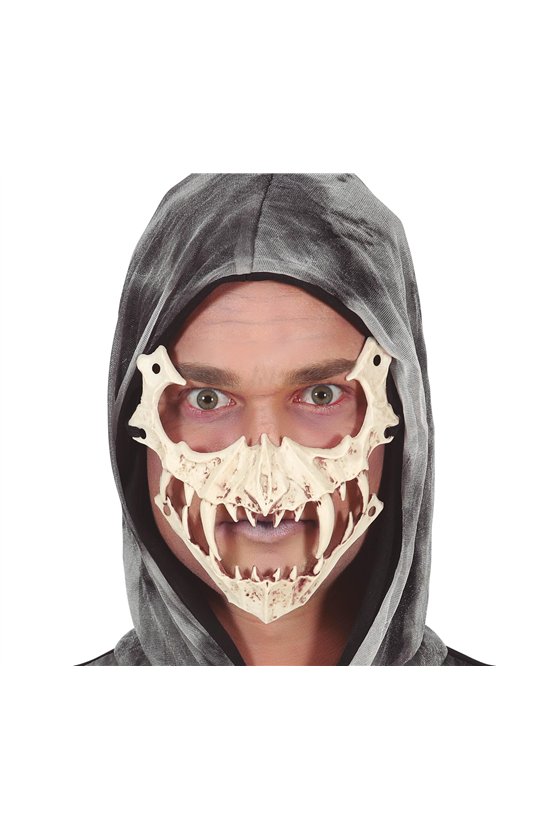HALF MASK SKULL WITH FANGS, PVC