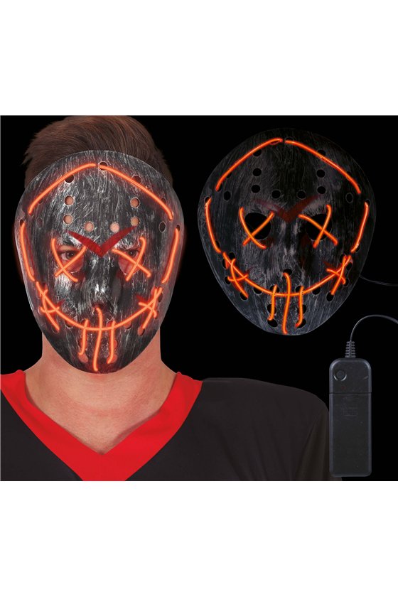 SILVER HOCKEY MASK WITH LIGHT, PVC