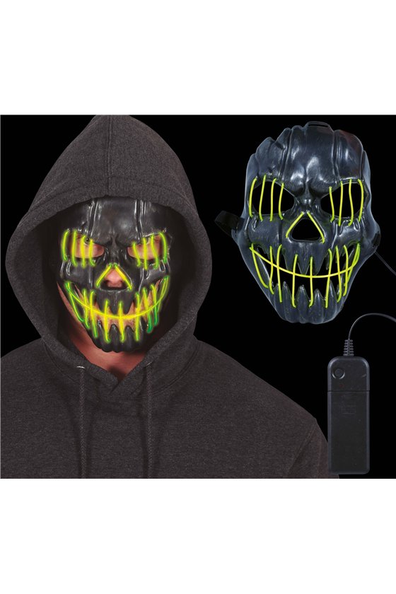 BLACK SMILING MASK WITH LIGHT, PVC