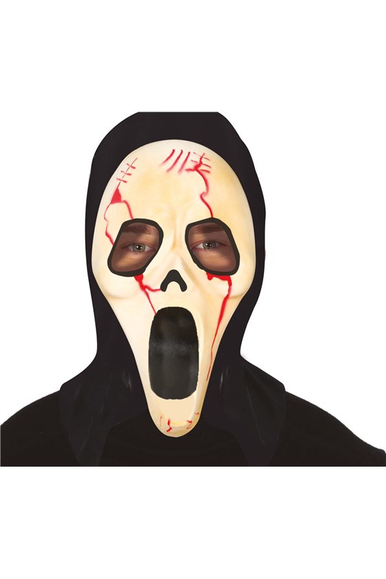 BLOODY KILLER MASK WITH HOOD PVC