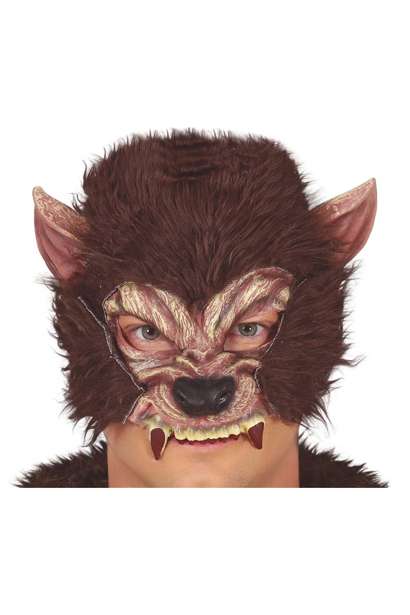 HALF MASK WOLF WITH HAIR, LATEX