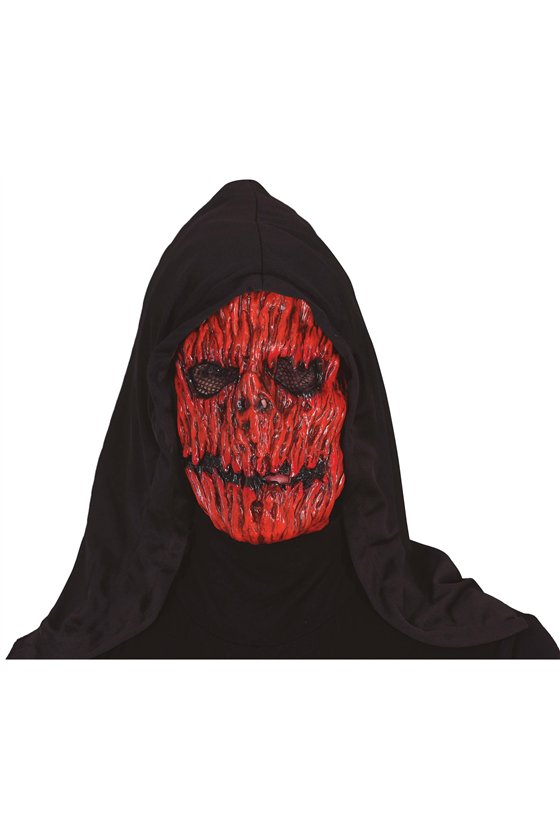PUMPKIN HORROR MASK WITH HOOD, VINYL