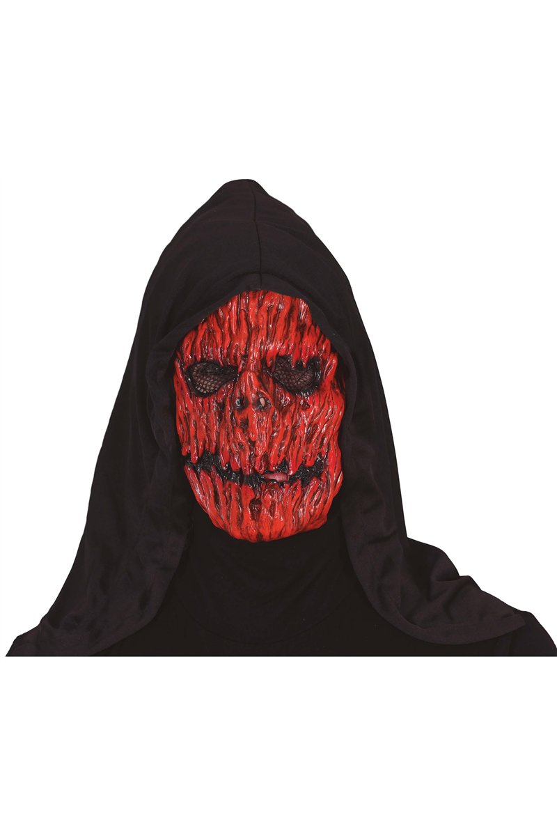 PUMPKIN HORROR MASK WITH HOOD, VINYL