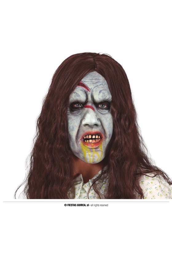 GIRL POSSESSED LATEX MASK WITH HAIR