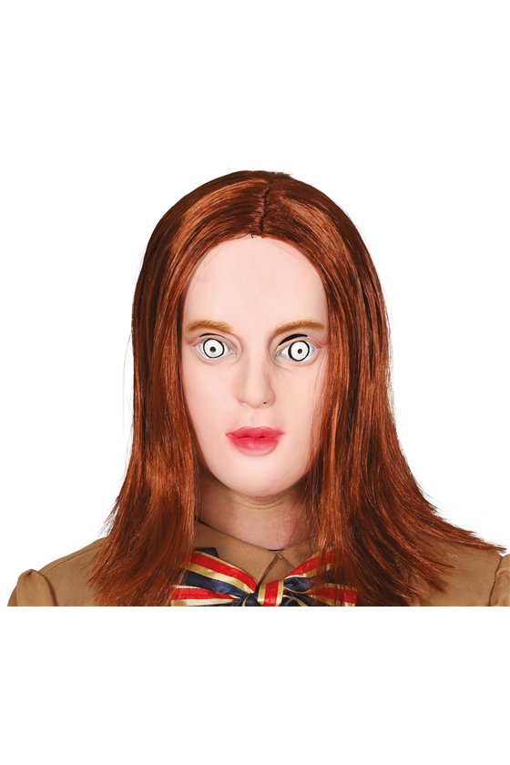 KILLER DOLL MASK WITH HAIR LATEX 