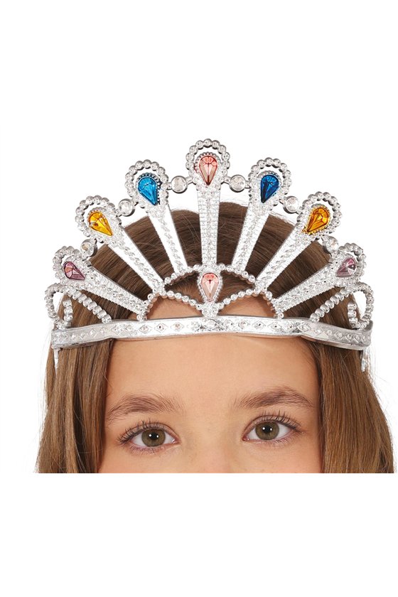 SILVER TIARA WITH GEMSTONES, CHILDREN