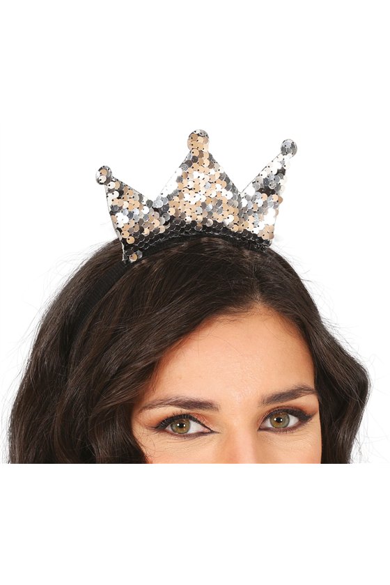SILVER SEQUIN CROWN HEADBAND, ADULTS