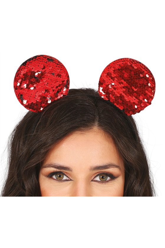 RED SEQUIN MOUSE EARS HEADBAND, ADULTS